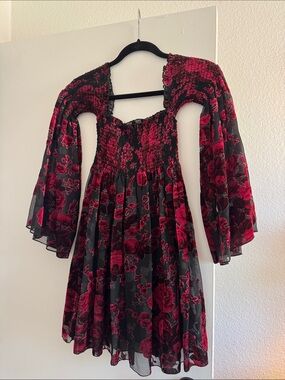 Vintage Betsey Johnson smocked Velvet mini dress